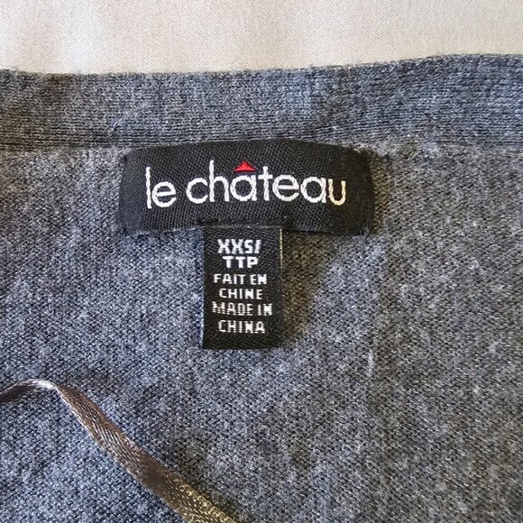 Le Chateau Women's Grey V-Neck Button up Cardigan Sweater, XXS - Picture 7 of 11